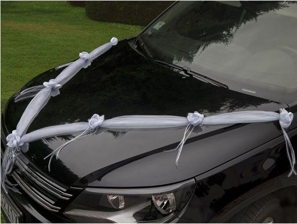 Immagine prodotto Partydeco Accessori per feste Decorazione auto Organza 1,8 m, 2 pezzi, bianco
