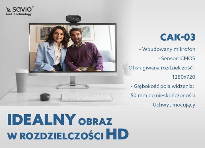 Produktbild Savio Elmak USB HD CAK-03 webcam with microphone, 1280x720 (2 Mpx)