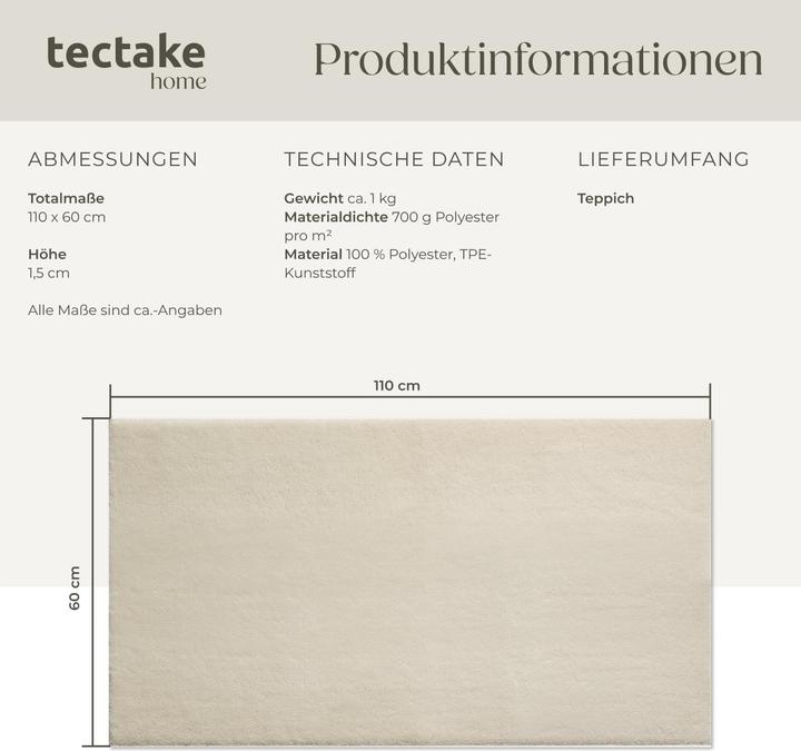 Immagine prodotto tectake Tappeto a pelo corto Soft Zone (60 x 110 cm)