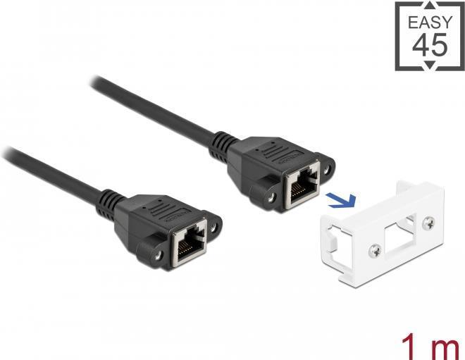 Immagine prodotto Delock Cavo di prolunga di rete per Easy 45 modulo S/FTP da jack RJ45 a jack RJ45 Cat.6A 1 m nero (S/FTP, CAT6a, 1 m)