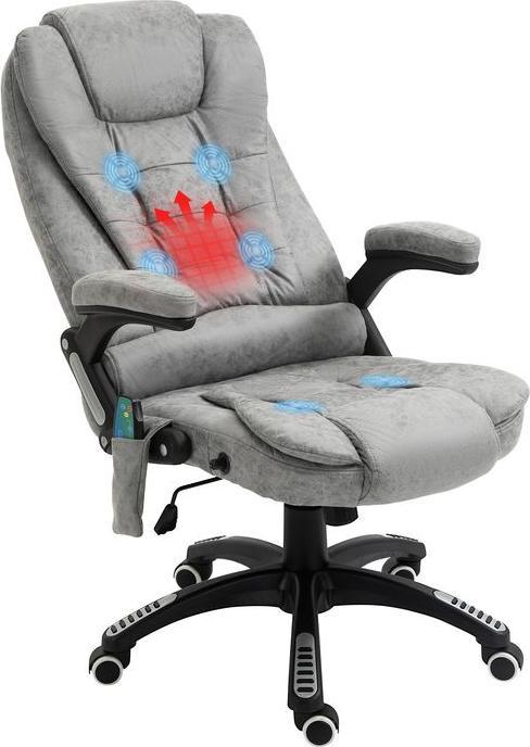 Immagine prodotto Swisshandel24 Sedia da ufficio con funzione massaggio e calore, ergonomica, 6 punti di massaggio, grigia