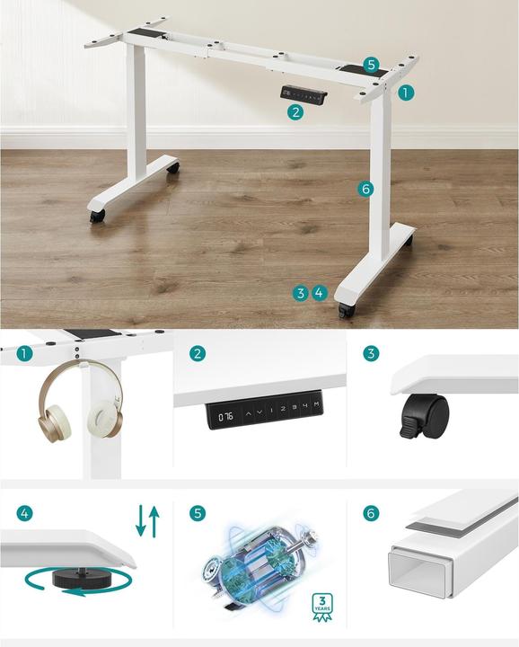 Actual product image Songmics Höhenverstellbares Schreibtischgestell