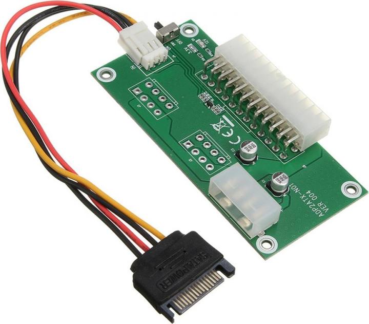 Actual product image PowerGuard ATX 24-Pin Dual Power Supply Adapter Starter Board with SATA Cable