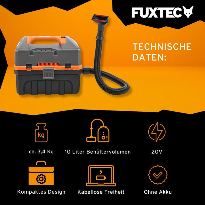 Produktbild Fuxtec Akku Nass-/Trockensauger FX-E1VC2 ohne Akku, ohne Ladegerät (Nass-Trockensauger)