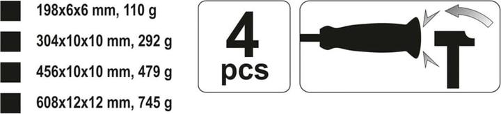 Image du produit Yato 4pcs Gothrough Pry Bar Set (Rembourrage supplémentaire)