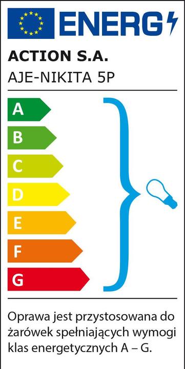 Energy Label Activejet AJE-NIKITA 5P Nikiel ceiling light nickel E27 (70 cm)