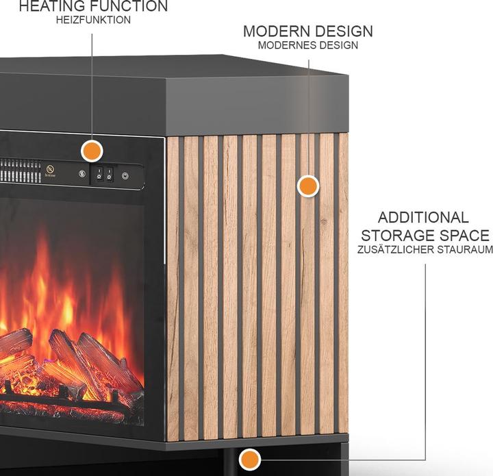 Actual product image Vicco electric fireplace Lynea, Black, 100 cm