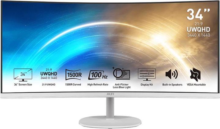 Produktbild MSI PRO MP341CQW 34inch VA UWQHD Curved (3440 x 1440 Pixel, 34")
