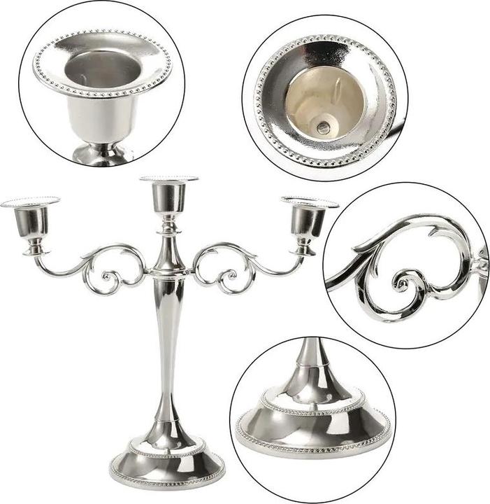 Produktbild Cbx Kerzenständer 3 Köpfe, Kerzenleuchter 3-armig, Kerzenhalter Silber