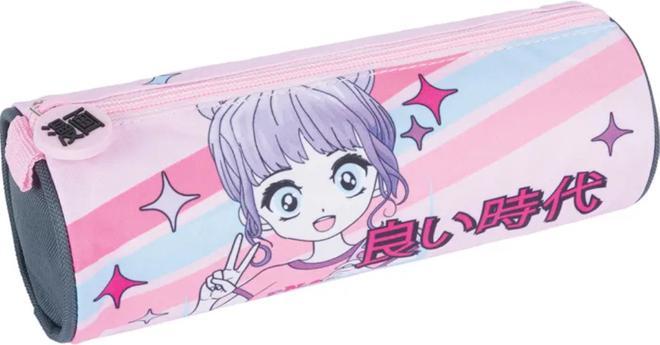 Image du produit Oberthur Trousse d'écolier Manga Girl Rouleau à pochettes, rose et gris