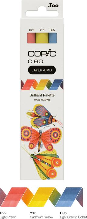 Actual product image Copic CIAO - Brand (B-95 Light Grayish, R-22 Light Prawn, Y-15 Cadmium Yellow, 6 mm, 3 x)