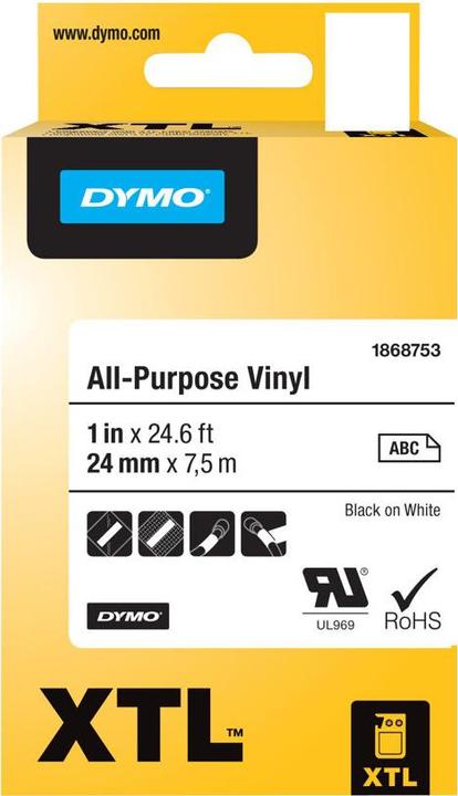 Energy Label Dymo XTL Font tape, Vinyl (2.40 cm, Black)