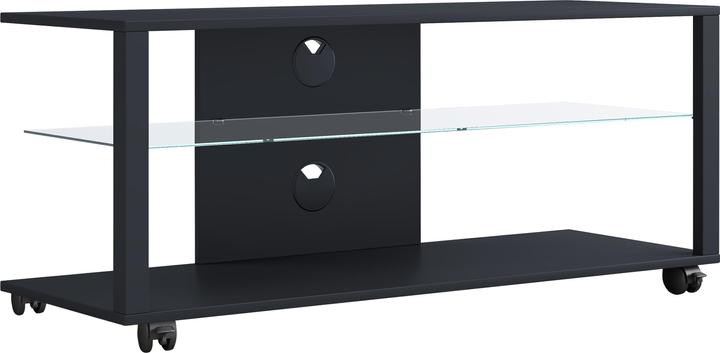Image du produit VCM Bois TV Lowboard Roulettes Meuble TV mobile Rack Console Meubles Table TV Phono Verre (90 x 41 x 45 cm)