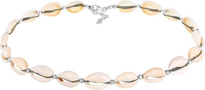Image du produit Elli Collier Véritable cauri coquillages plage 925 argent sterling (Argent 925 sterling plaqué or, Nylon, Coquillage, Pas de pierre, 36 cm)
