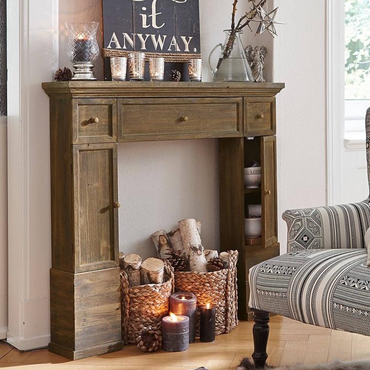 Actual product image Loberon Fireplace console Konterra brown