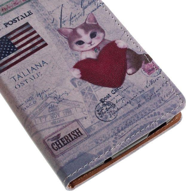 Produktbild MU Style Case aus Leder mit USA Flagge und Katze (Blackberry DTEK60)