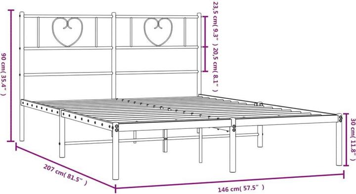 Immagine prodotto VidaXL Struttura letto con testiera Letto in metallo Letto matrimoniale Nero 140x200cm (140 x 200 cm)