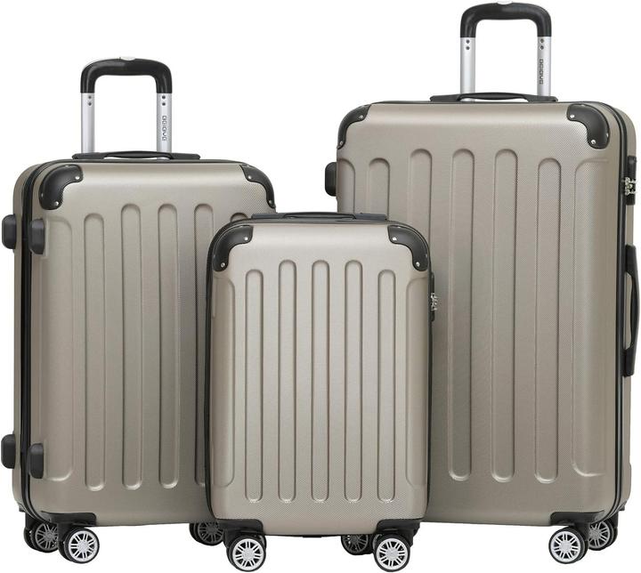 Immagine prodotto Beibye Valigetta da viaggio 3 pezzi, Champagne (110 l, M (50 - 90l), L (90 - 115l), XL (da 115l))
