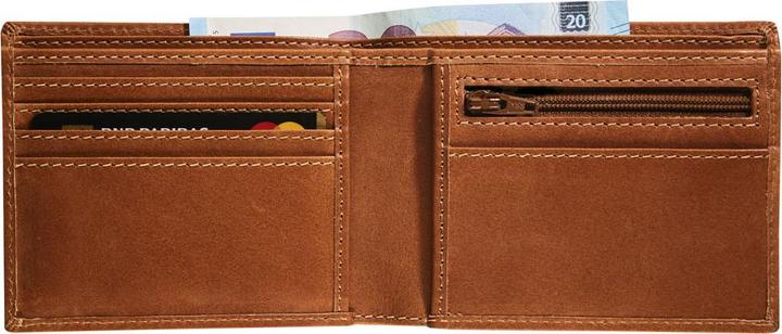Image du produit Maverick New Men porte-dollar compact cuir RFID avec fermeture éclair, cognac