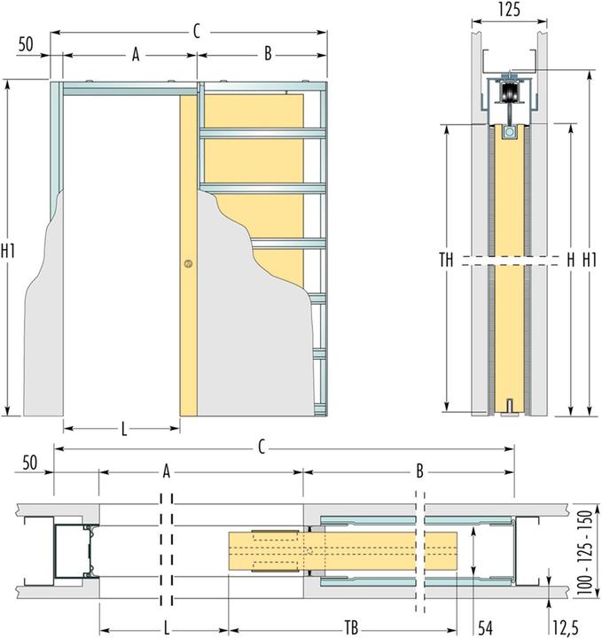 Produktbild Eclisse 'Einbauelemente SYNTESIS LINE EF für Schiebetüren Version "Tr