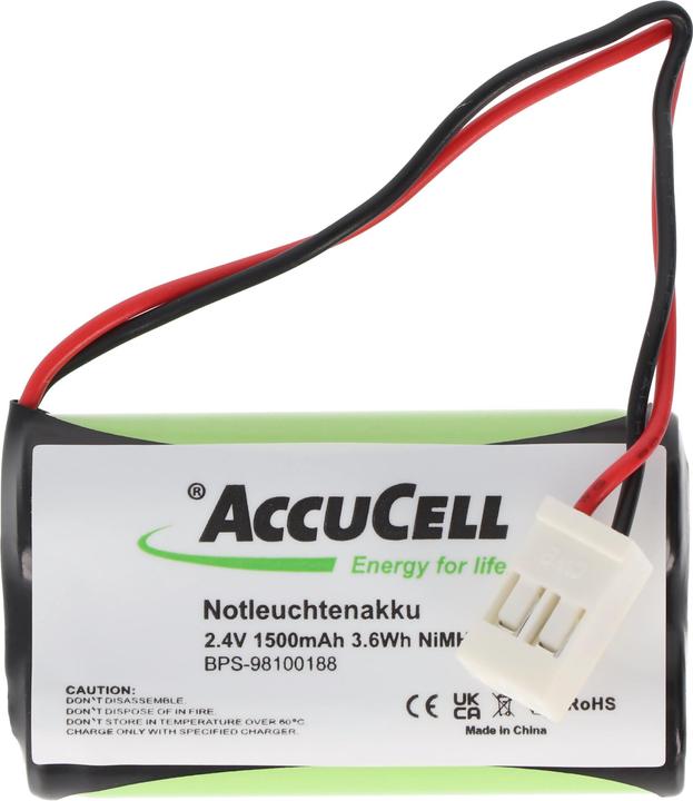 Image du produit XCell Batterie d'éclairage de secours NiMH 2.4V 1500mAh F1x2 Mignon avec câble 100mm remplace ABB (1 pcs, 1500 mAh, Batterie)