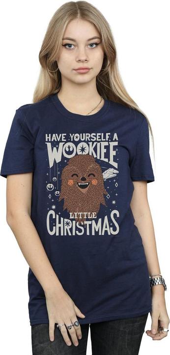 Actual product image Star Wars Womens/Ladies Wookiee Little Christmas Cotton Boyfriend T-Shirt (XXL)