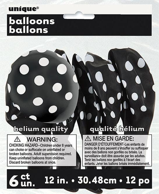 Actual product image Unique Balloons Black with White Dots