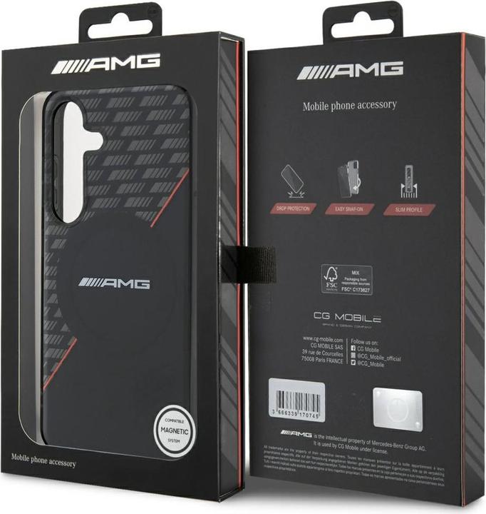 Produktbild Mercedes AMG Double Layer Rhombs MagSafe Case for Samsung Galaxy S25+ - Black/Red (Samsung Galaxy S25+)