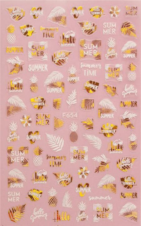 Actual product image BrillBird Nail sticker F654 Holo Gold&White (Nail varnish dryer)