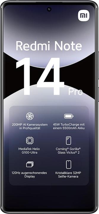 Immagine prodotto Xiaomi Redmi Note 14 Pro (256 GB, Midnight Black, 6.67", Doppia SIM Ibrida, 200 Mpx, 4G)