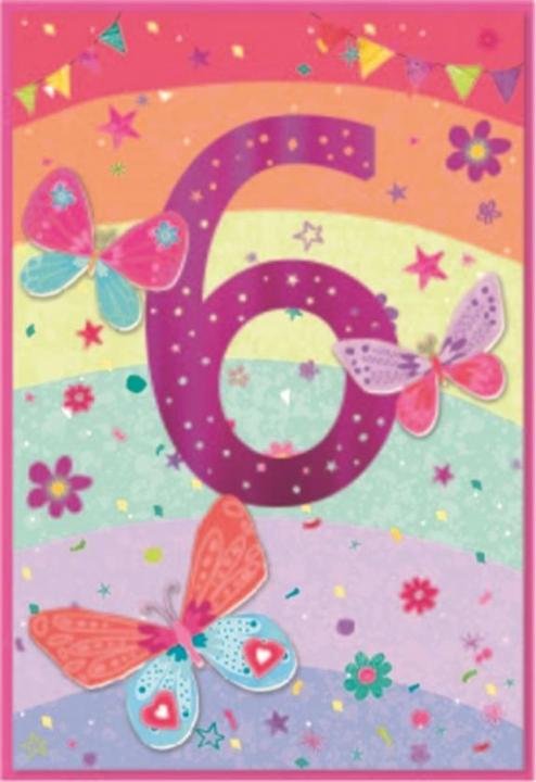 Immagine prodotto Simon Elvin Farfalle 6° Compleanno Biglietto d'Auguri Misura Confezione 6 (6 pz.)