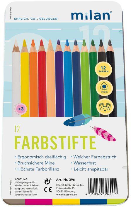 Produktbild 12 Farbstift Dreikant im Metalletui (Mehrfarbig, 12 x)