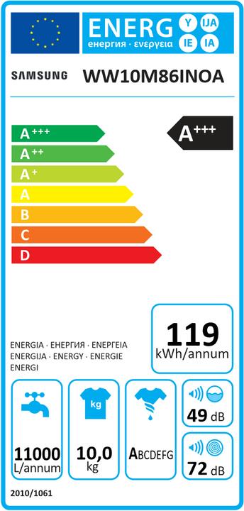 Energie-Label Samsung Ww10m86inoa/Ws (10 kg, Links)