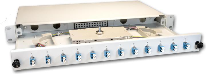 Actual product image Lightwin FO splice box, 24 fibers, 12x DLC multimode, 50/125µm OM3 pigtail splice boxes (1.50 m)