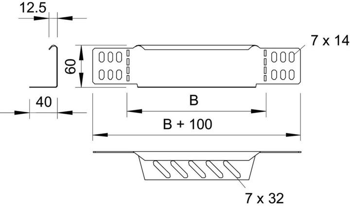 Produktbild OBO Bettermann OBO RWEB 615 A2 Reduzierwinkel/ Endabschluss f.Kabelrinne 60x150 (Kabeldurchlass, 6 cm)