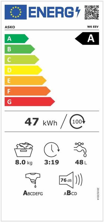 Energy Label Asko WMC6863P.W/1 (8 kg, Left)