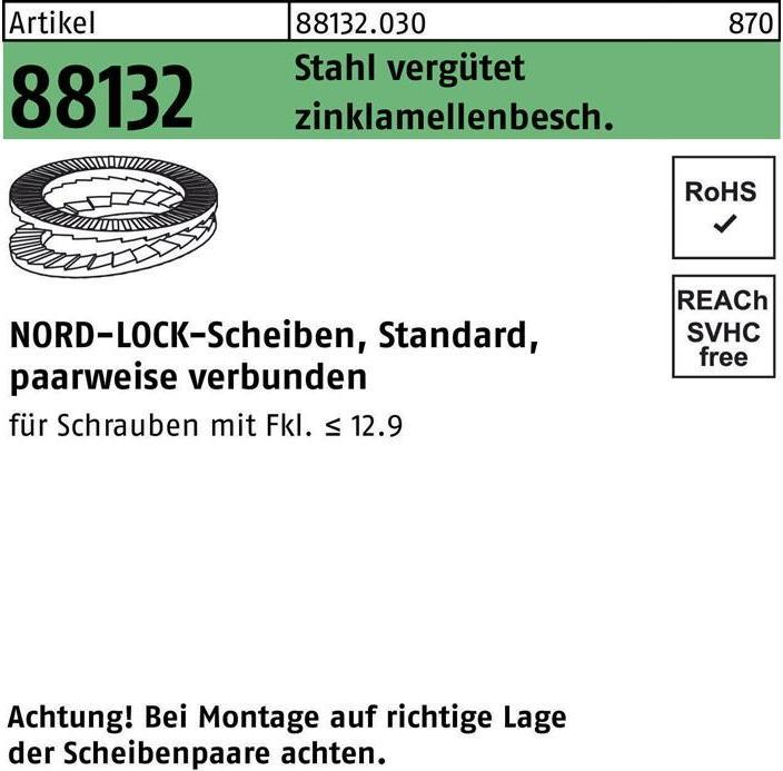 Produktbild Nord-Lock Unterlegscheibe R 88132 geklebt NL 5 Stahl vergütet zinklamellenbeschichtet (M5)