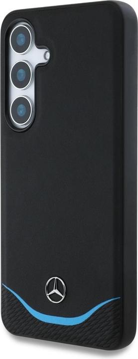 Actual product image Mercedes Leather Contrasted Blue Horizontal Curve MagSafe Case for Samsung Galaxy S25 - Black (Samsung Galaxy S25)