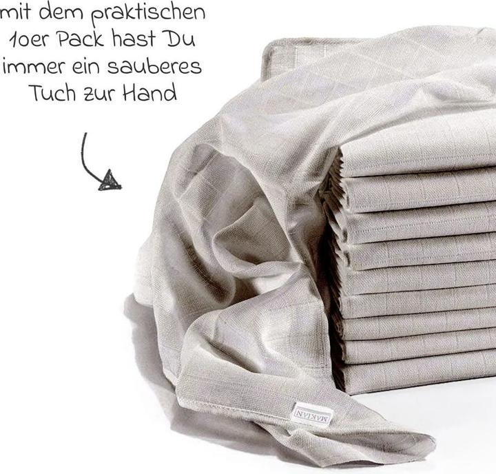 Produktbild Makian Mullwindeln & Mulltücher Mullwindel / Mulltuch 10er Pack 80 x 80 cm - Grau (80 cm, 80 cm)