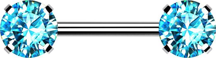 Produktbild Star Piercing Threadless Barbell silber front mit Kristall aqua gefasst (Chirurgenstahl 316L)