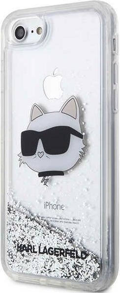 Actual product image Karl Lagerfeld KLHCI8LNHCCS iPhone 7/8/ SE 2020/2022 silver/silver hardcase Glitter Choupette Head (Apple iPhone SE (3rd Gen), Apple iPhone SE (2nd Gen), Apple iPhone 7)