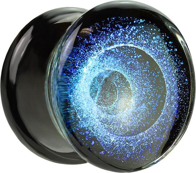 Actual product image Star Piercing Flared plug blue swirl (Glass, without brass)