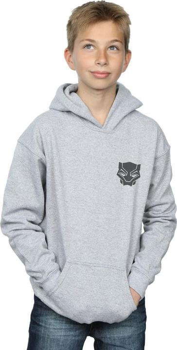 Immagine prodotto Felpa con cappuccio con stampa sul petto dei ragazzi Black Panther Nero su Nero (140, 146)