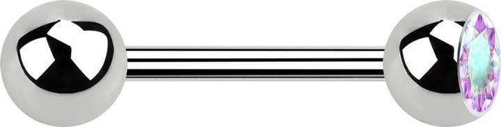 Produktbild Star Piercing Barbell silber mit Kugel und Kugel Kristall multicolor (Chirurgenstahl 316L, ohne Messing)