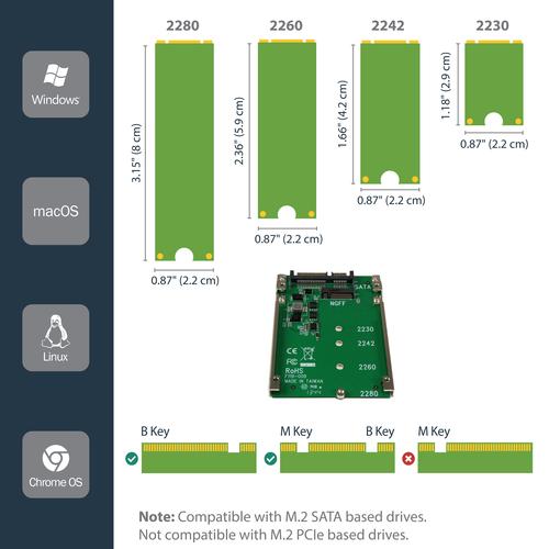 Image du produit StarTech Adaptateur convertisseur M.2 NGFF SSD en 2,5 pouces SATA