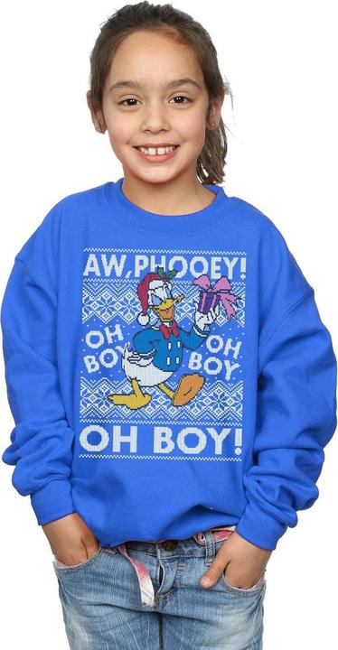 Actual product image Disney Girls Donald Duck Christmas Fair Isle Sweatshirt (152, 158)