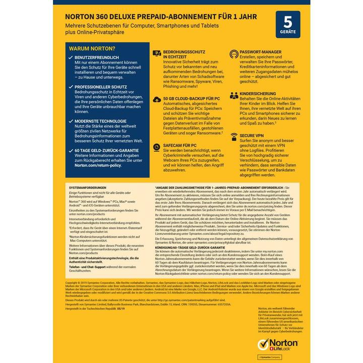Image du produit Norton 360 Deluxe (5 Utilisateur, 12 mois)