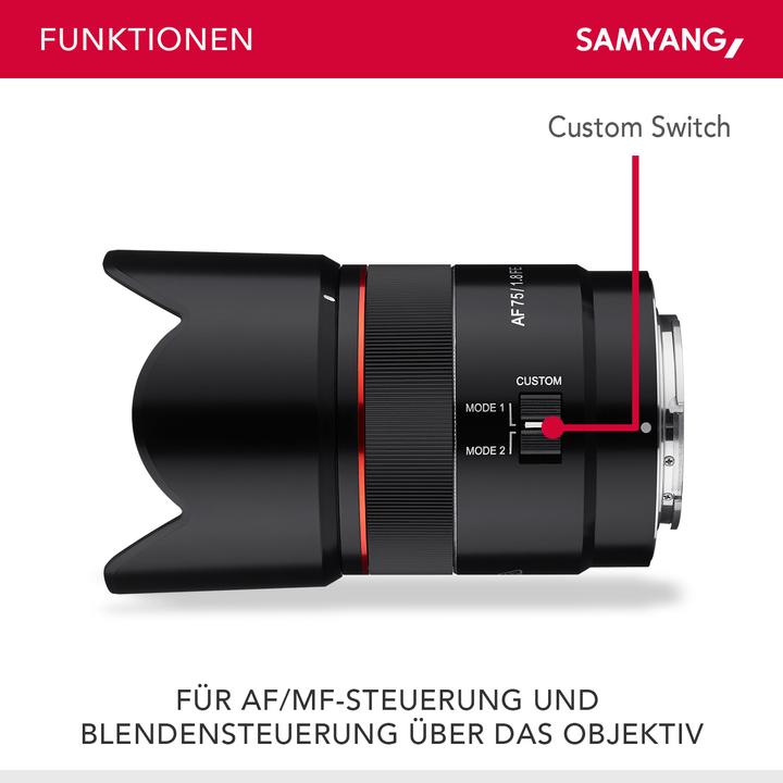Actual product image Samyang AF 75mm f/1.8 FE, Sony E (Sony E, full size)