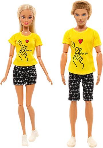Image du produit Hermex Ken et Barbie Set de couple pour poupées Casual Jaune Noir