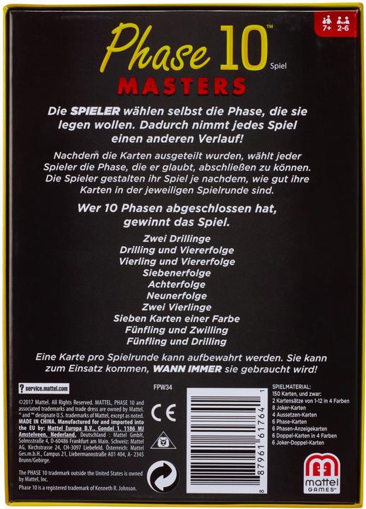 Productafbeelding Mattel Games Phase 10 Masters kaartspel (Duits)